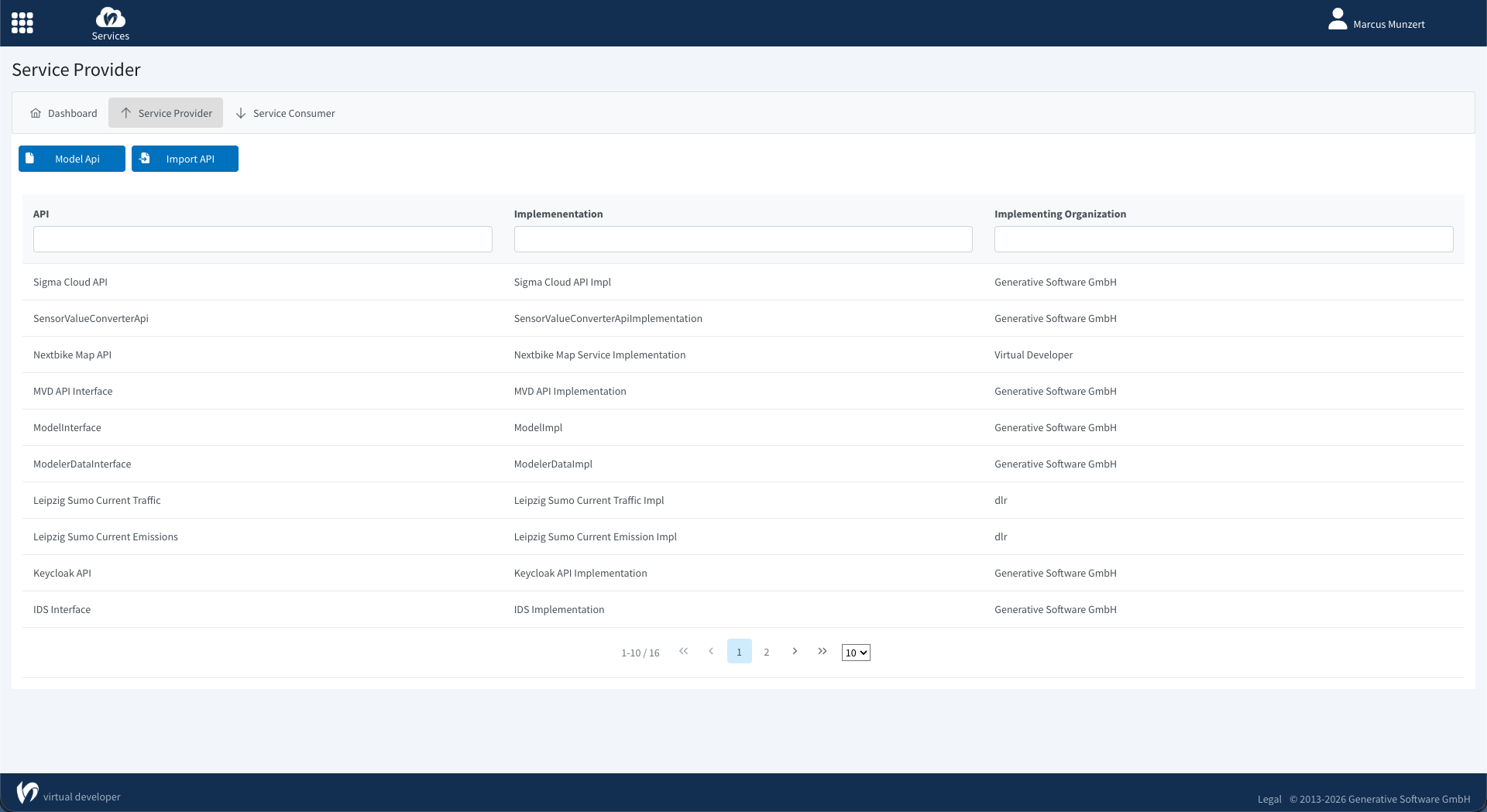 Virtual Developer Services App Screenshot